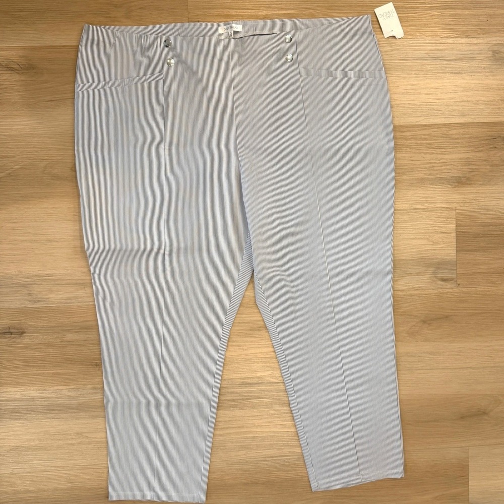 Daily‎ Thread Seersucker Pants Chambray Blue and White Stripes Size 3X Casual